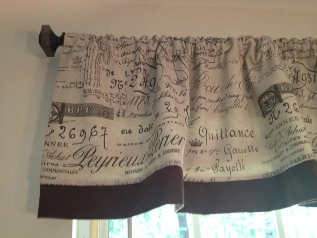 * NEW - SET OF 2 DOCUMENT FRENCH SCRIPT WINDOW VALANCES