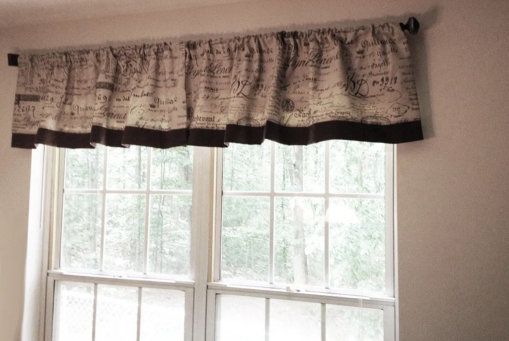 * NEW - SET OF 2 DOCUMENT FRENCH SCRIPT WINDOW VALANCES