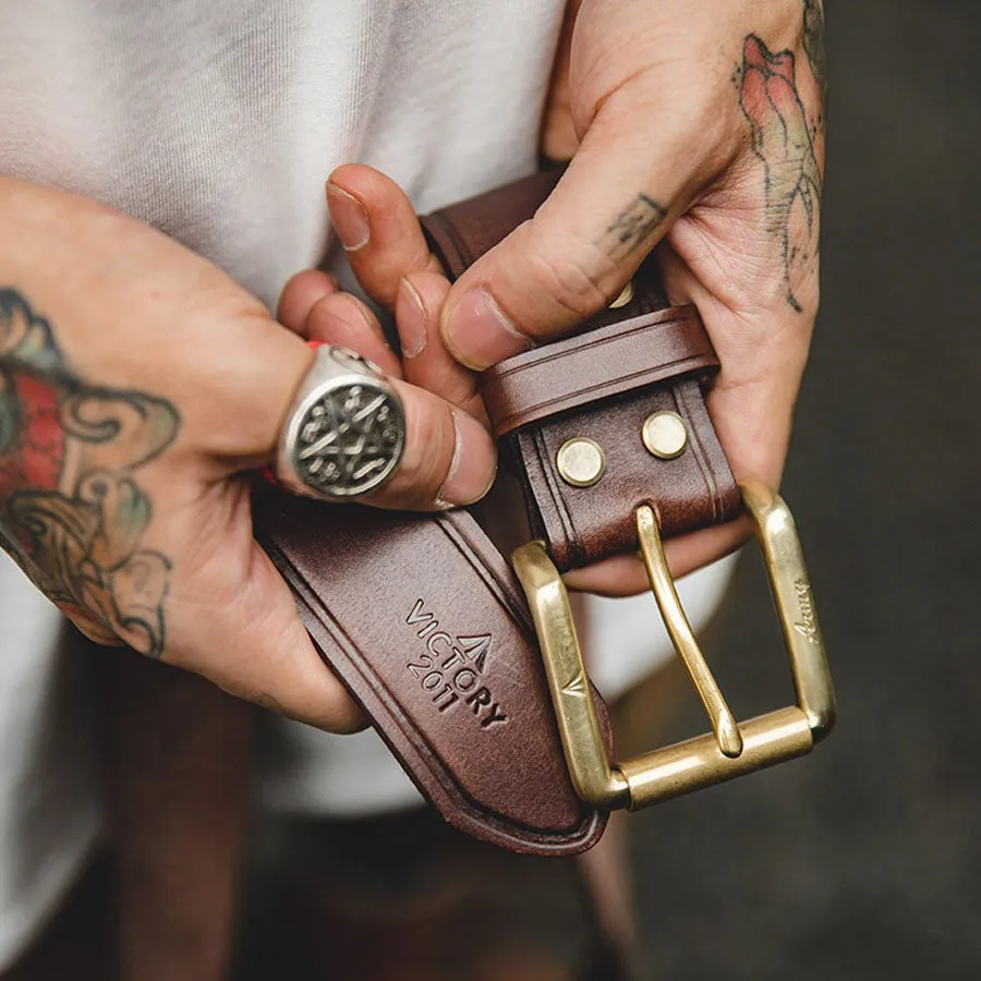 American Tooling Retro Brass Tanned Cowhide Men's Belt