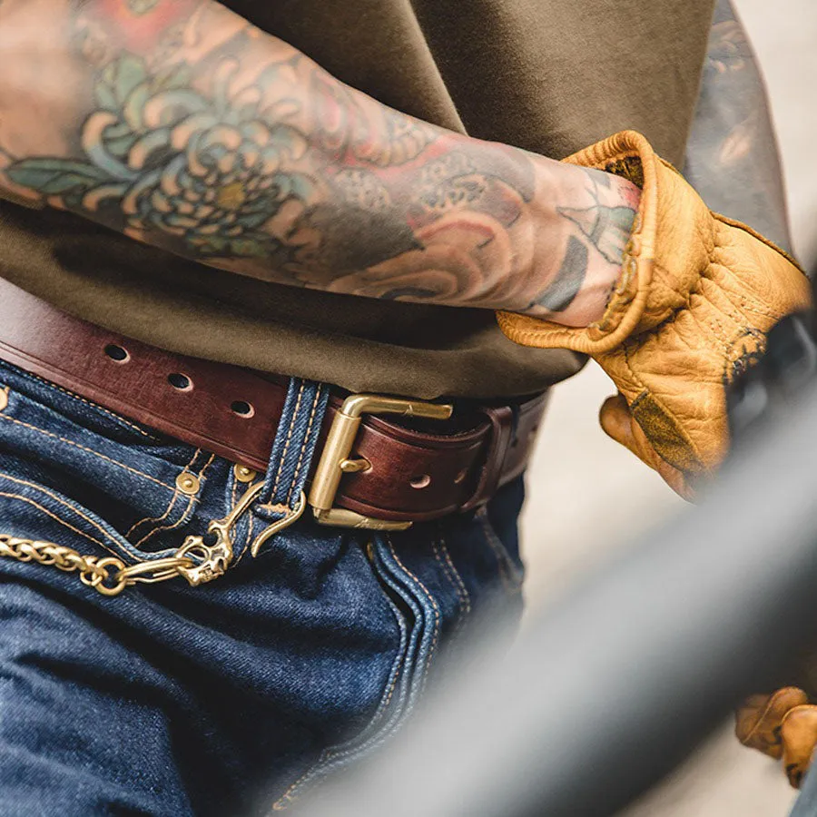 American Tooling Retro Brass Tanned Cowhide Men's Belt