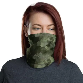 Army green black camouflage tactical military design, Cameo Neck Gaiter scarf mask reusable washable fabric tube Face cover, unisex men women