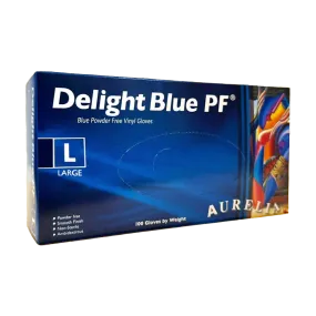 Aurelia Delight Blue PF - Vinyl - Powder Free - Examination Gloves - Large - Box of 100