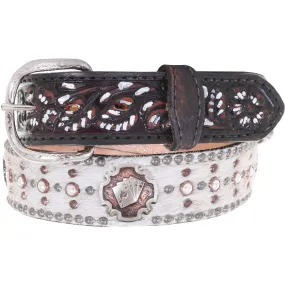 B899 - Roan Hair Studded Tooled Belt