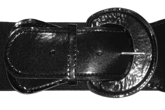 Black Patent Elastic Cinch Belt