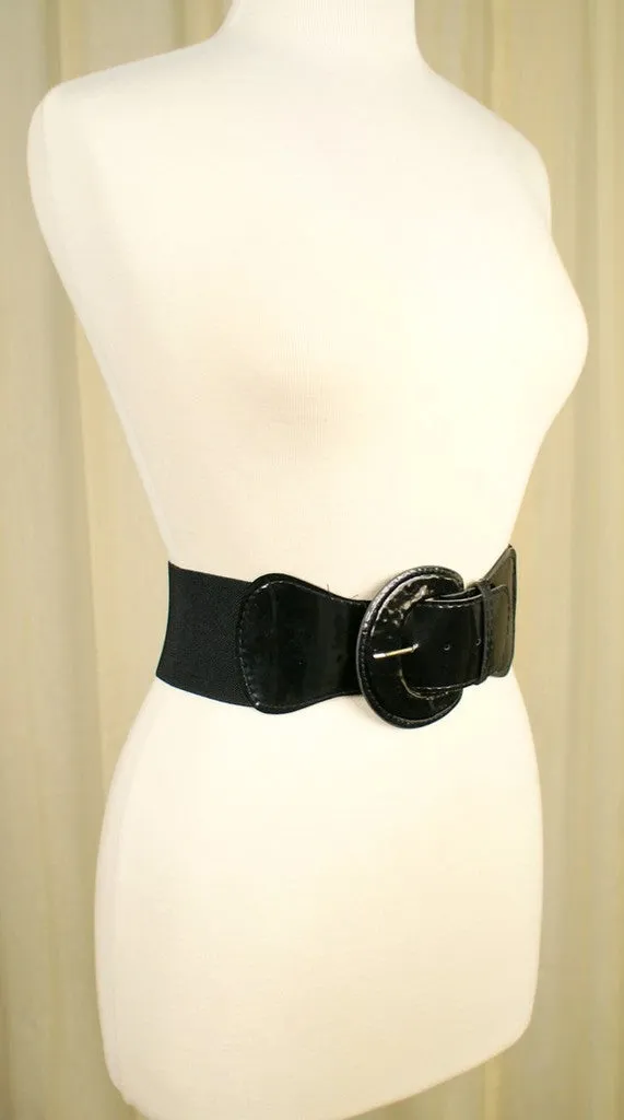 Black Patent Elastic Cinch Belt