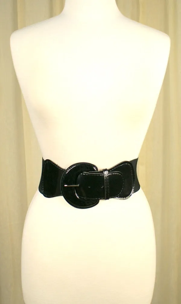 Black Patent Elastic Cinch Belt