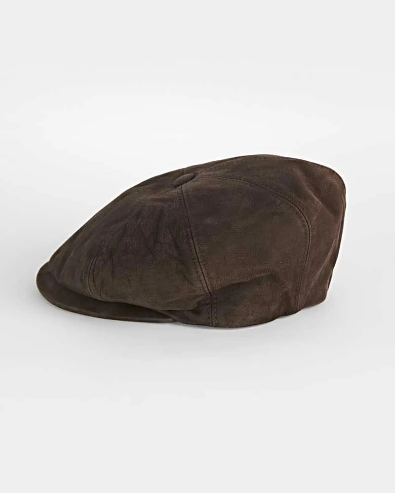 Brown Leather Gatsby Cap