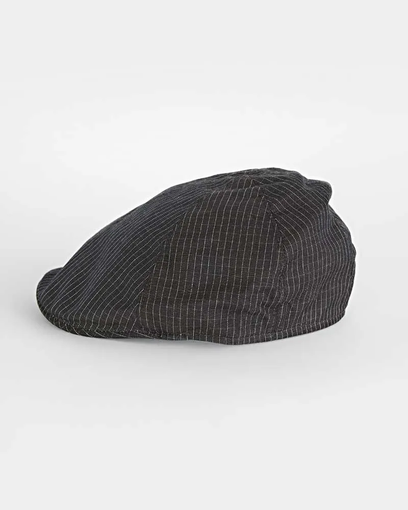 Brown, White & Blue Checked Cotton Roma Cap