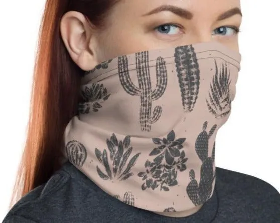 Cactus seamless pattern mask Face cover, Neck Gaiter scarve, Headwear, Headband, Bandana, Balaclava, Beanie, Wristband, Hairband, Hood, Head wrap made in US