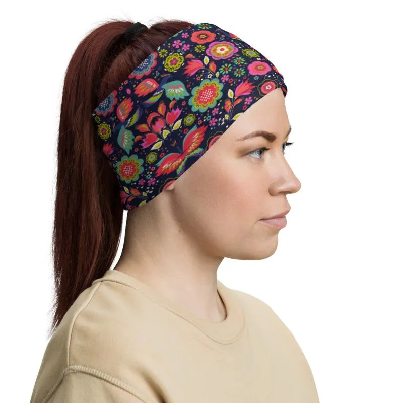 Colorful flower blue bird abstract floral designer face mask covers, girls & women, Neck Gaiter scarf, Hairband, headband, Balaclava Beanie