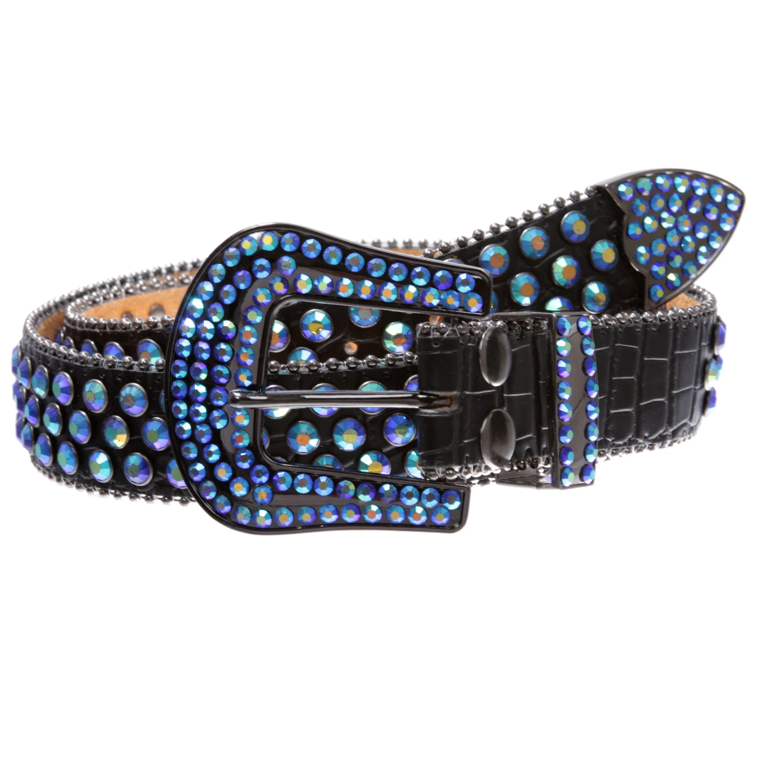 Cowboy Cowgirl Classic Western Rhinestone Bling Studded Diamond Leather Belt