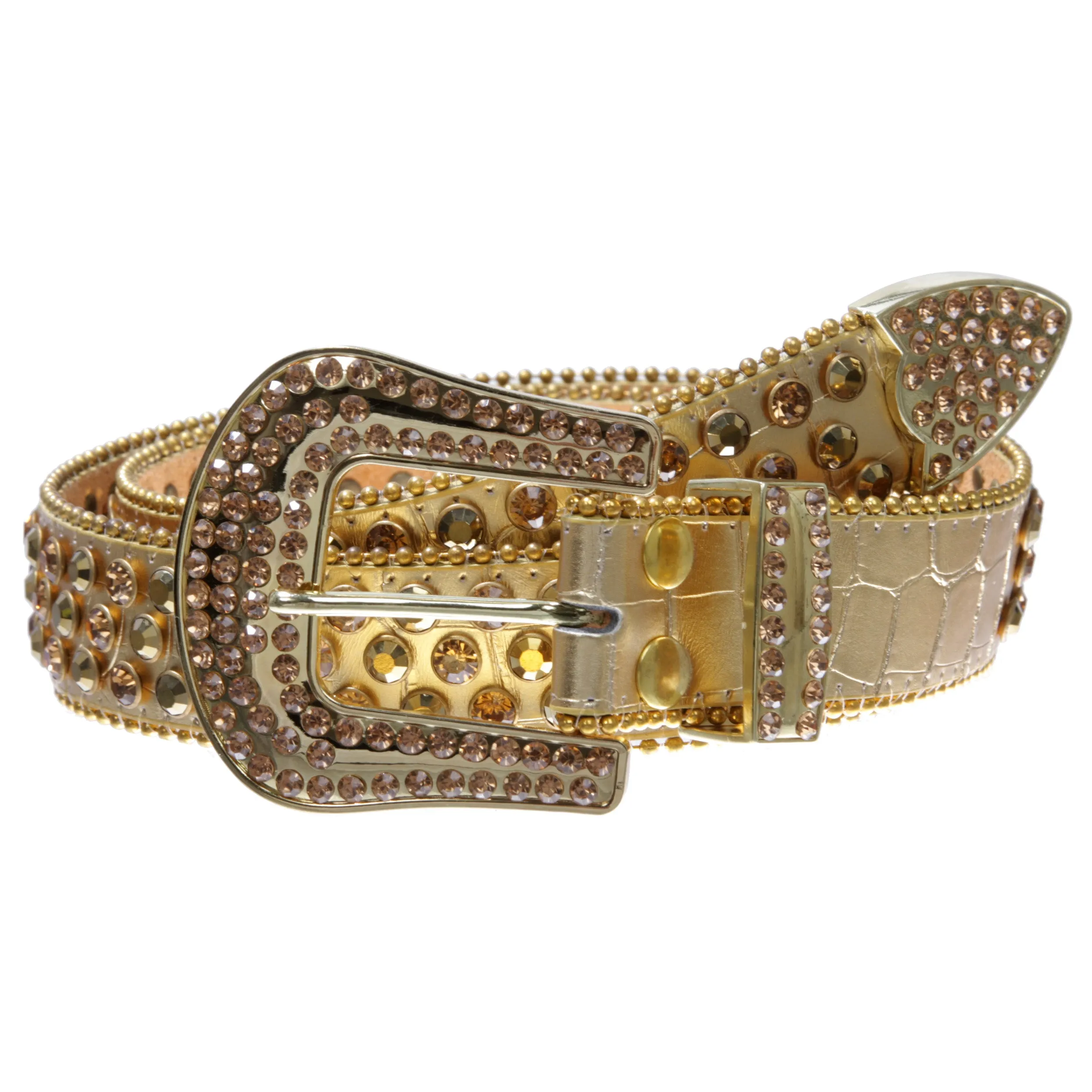 Cowboy Cowgirl Classic Western Rhinestone Bling Studded Diamond Leather Belt