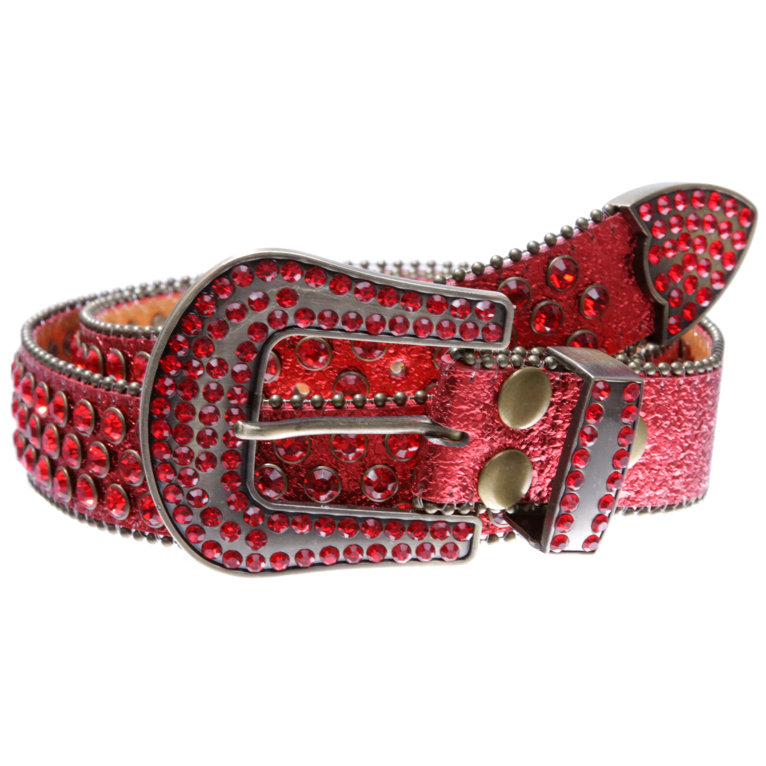 Cowboy Cowgirl Classic Western Rhinestone Bling Studded Diamond Leather Belt