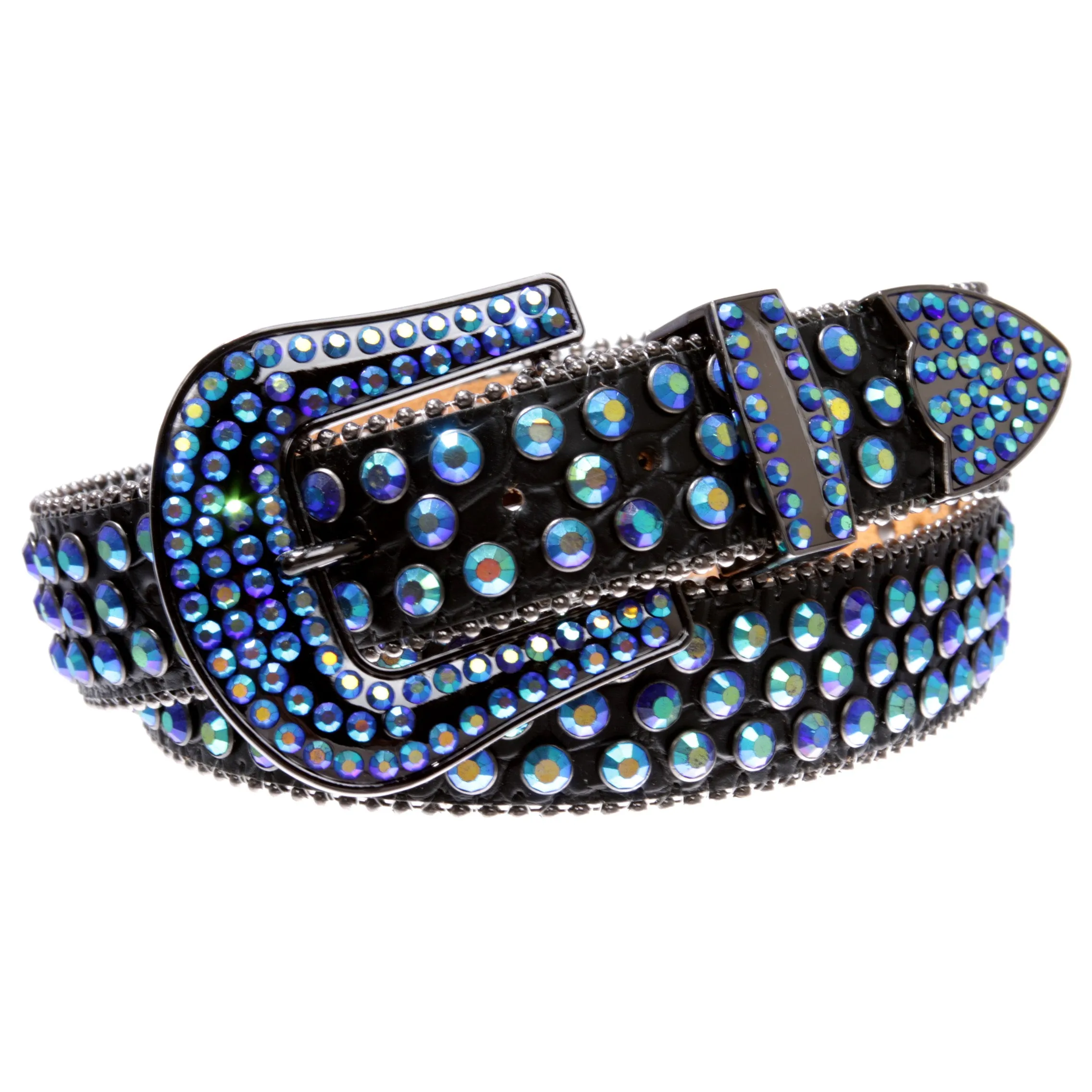 Cowboy Cowgirl Classic Western Rhinestone Bling Studded Diamond Leather Belt