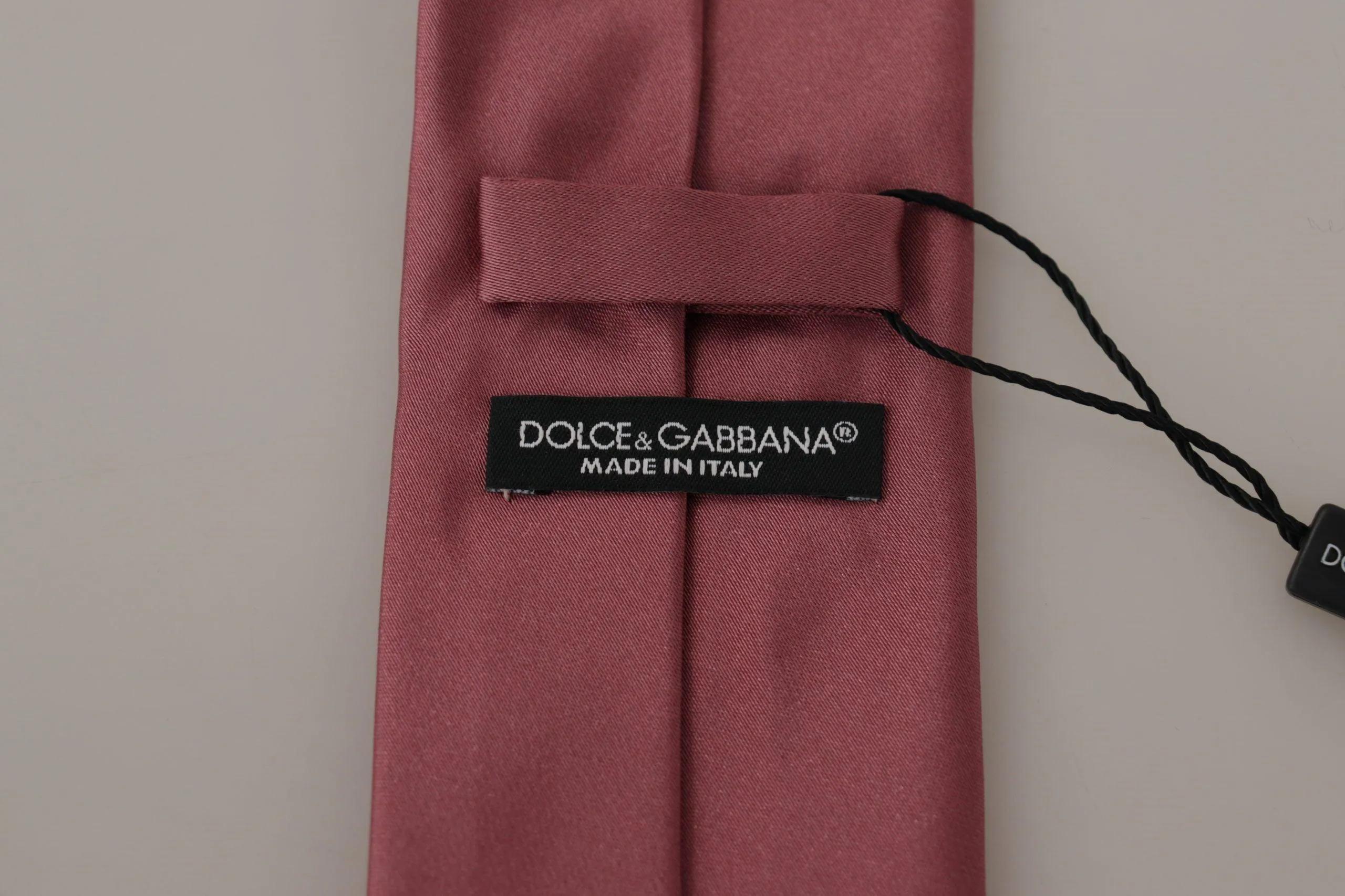 Dolce & Gabbana Pink Solid Print Silk Adjustable Necktie Accessory Tie