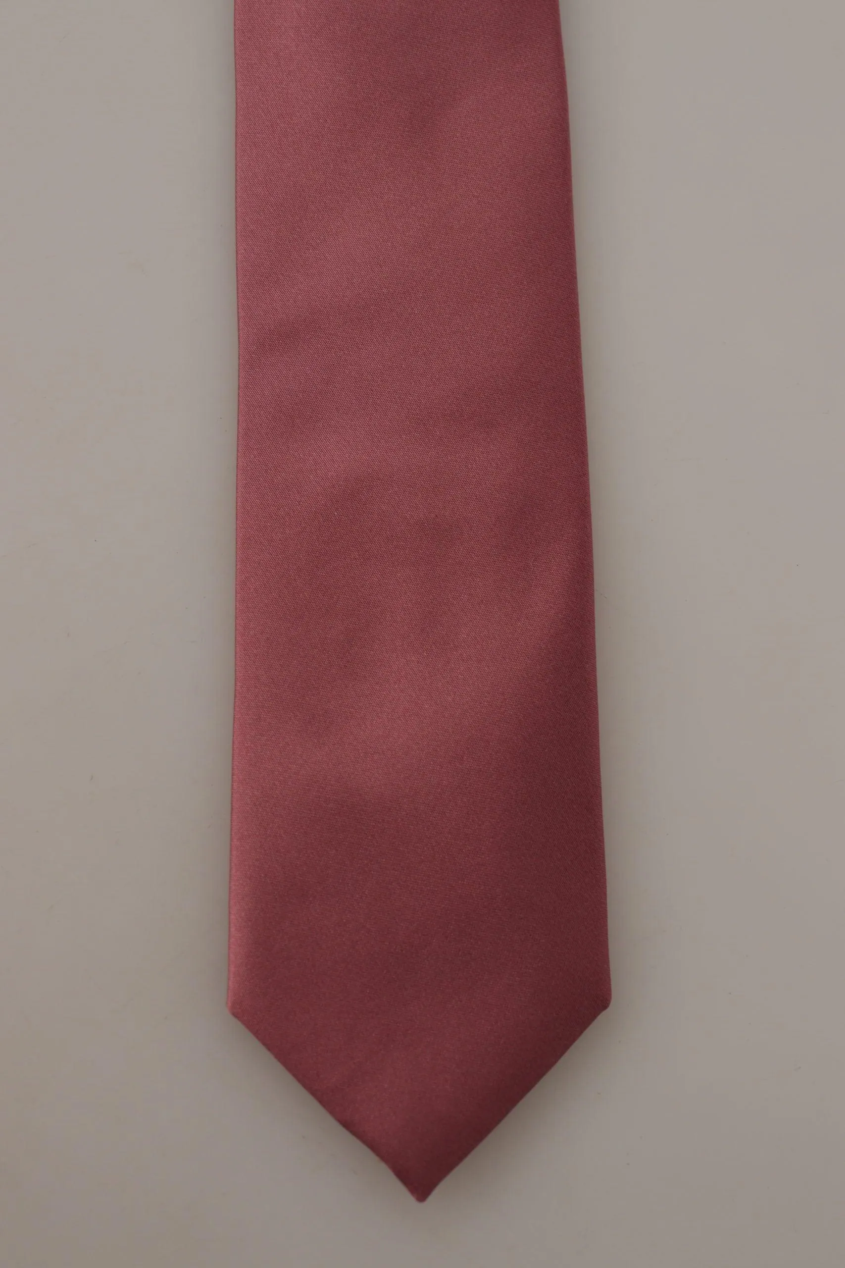 Dolce & Gabbana Pink Solid Print Silk Adjustable Necktie Accessory Tie