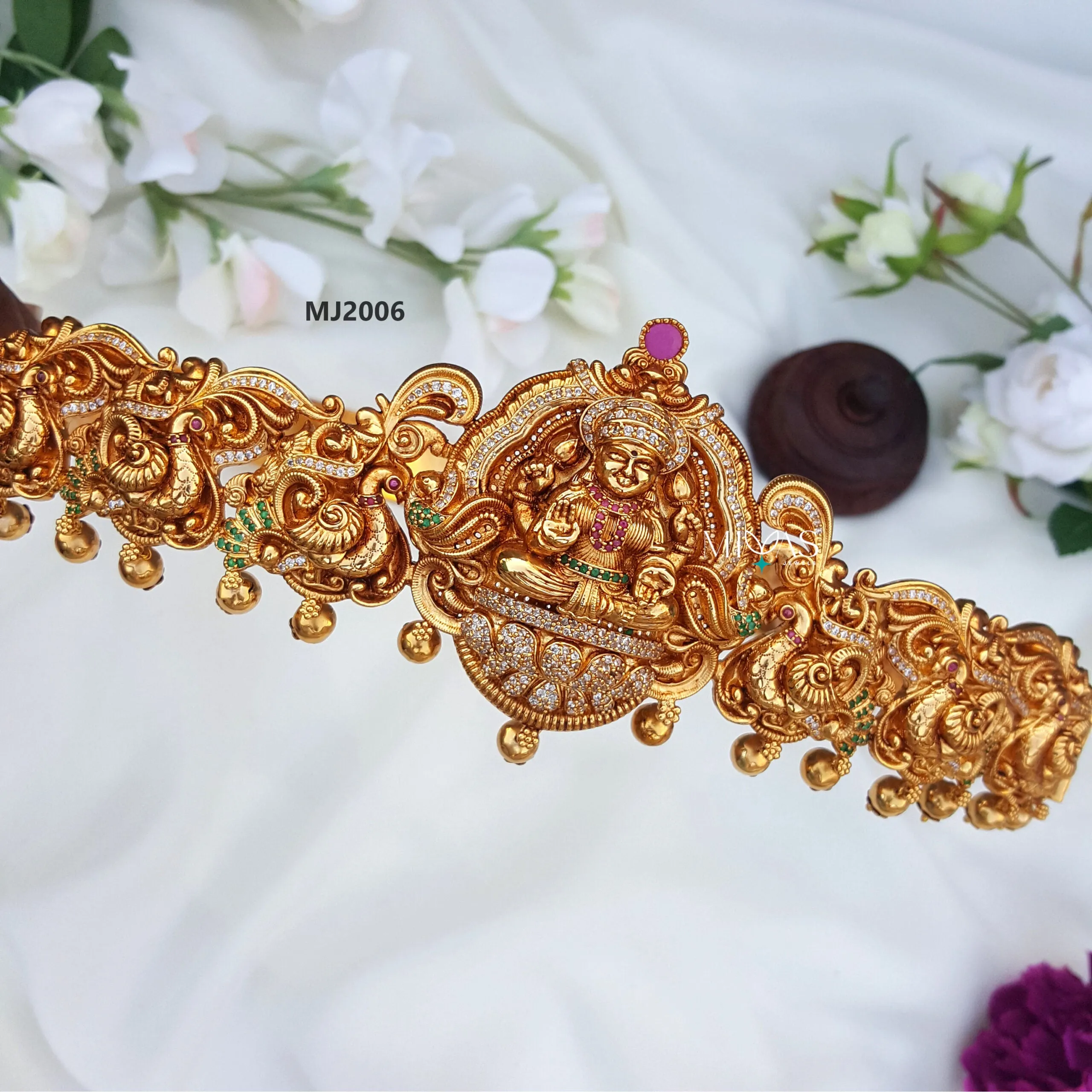 Elegant Fine Crafted Lakshmi Peacock Design Bridal Hip Belt