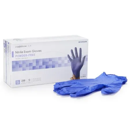 Exam Glove Confiderm® 3.0 X-Large NonSterile Nitrile Standard Cuff Length Textured Fingertips Blue Not Rated - McKesson Brand Mfr# 14-6N38