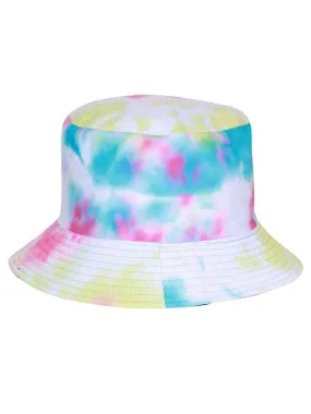 FabSeasons Multi Color Tie-Dye Reversible Bucket Hats: BluePink