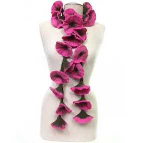 Felted flower scarves-Pink/ Green