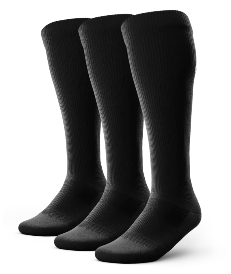 Flagship Knee High Compression Socks Black 3-Pack