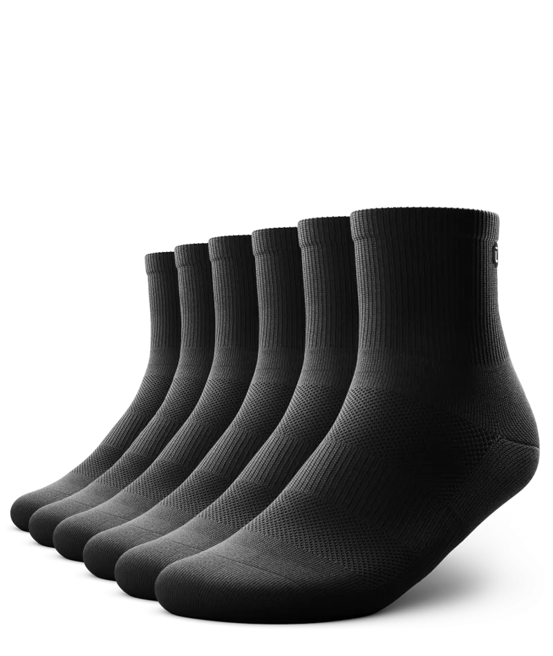 Flagship Quarter Socks Black 6-Pack