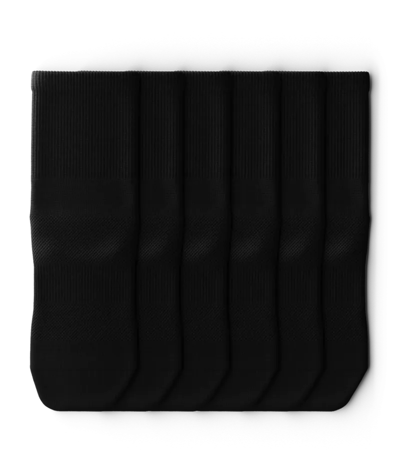 Flagship Quarter Socks Black 6-Pack