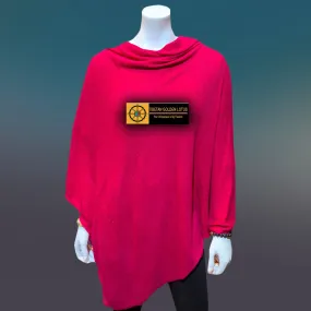 Fuchsia Tibetan Golden Lotus Boat Neck Cashmere Poncho