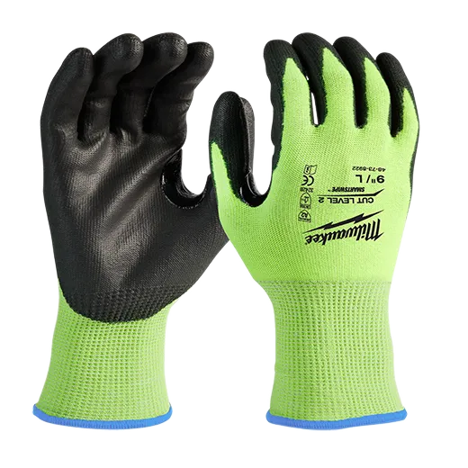 General Purpose Gloves - Milwaukee® High Visibility Cut Level 2 Polyurethane Dipped Gloves, 12 Pack, 48-73-892B