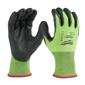 General Purpose Gloves - Milwaukee® High-Visibility Cut Level 5 Polyurethane Dipped Gloves, 48-73-895