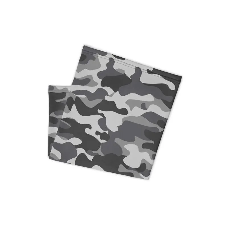 Gray Camouflage washable reusable scarves mask, grey military army tactical camo fabric print patter, neck gaiter bandana mens cover scarf