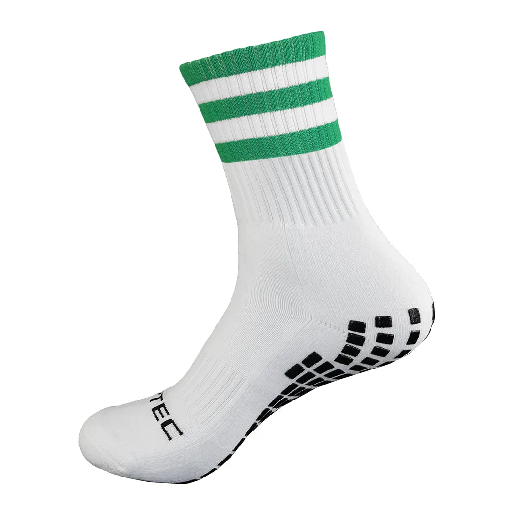 Green and White Grip Socks