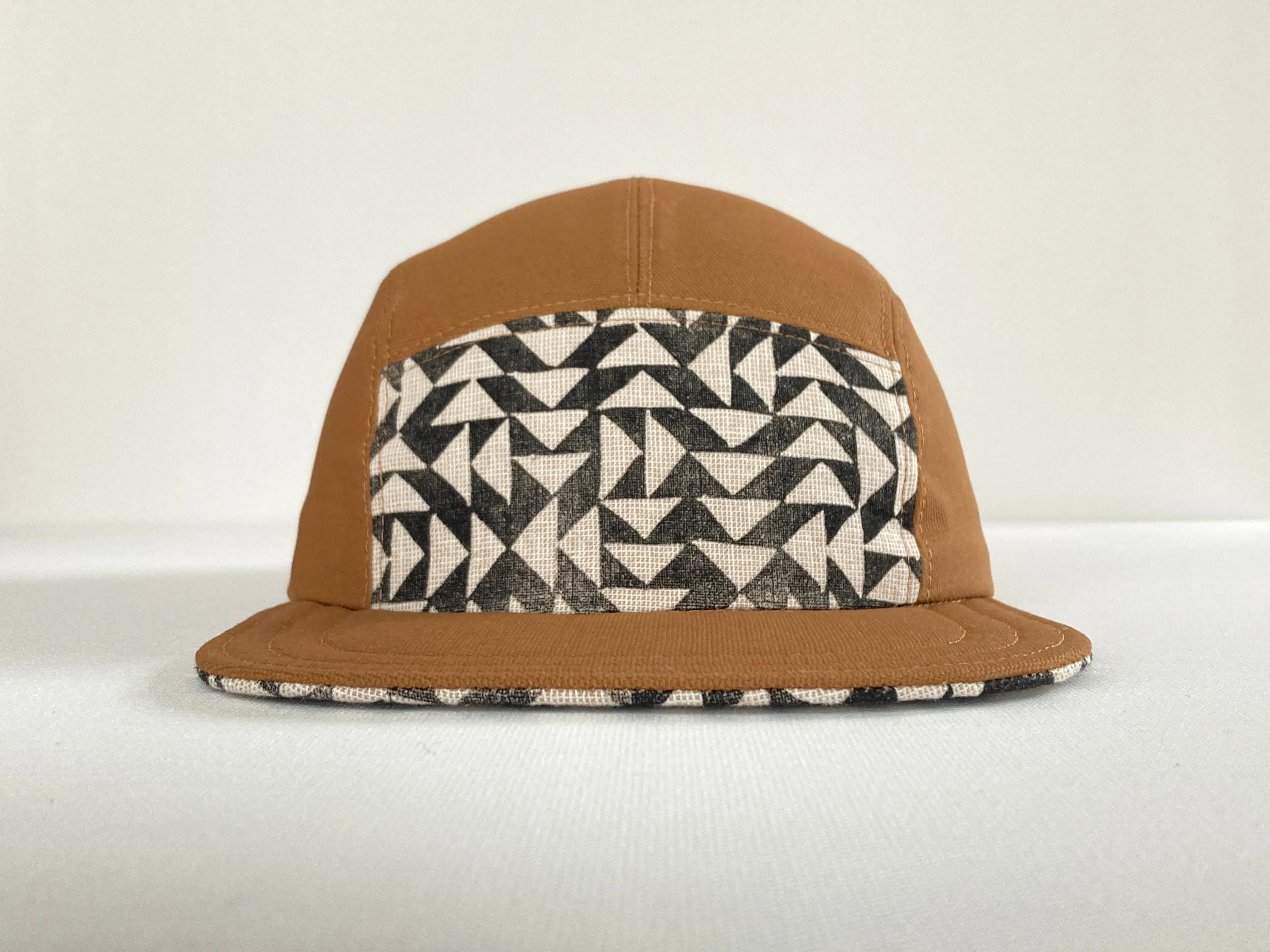 Hand Printed Camp Hat - Flying Geese Coal