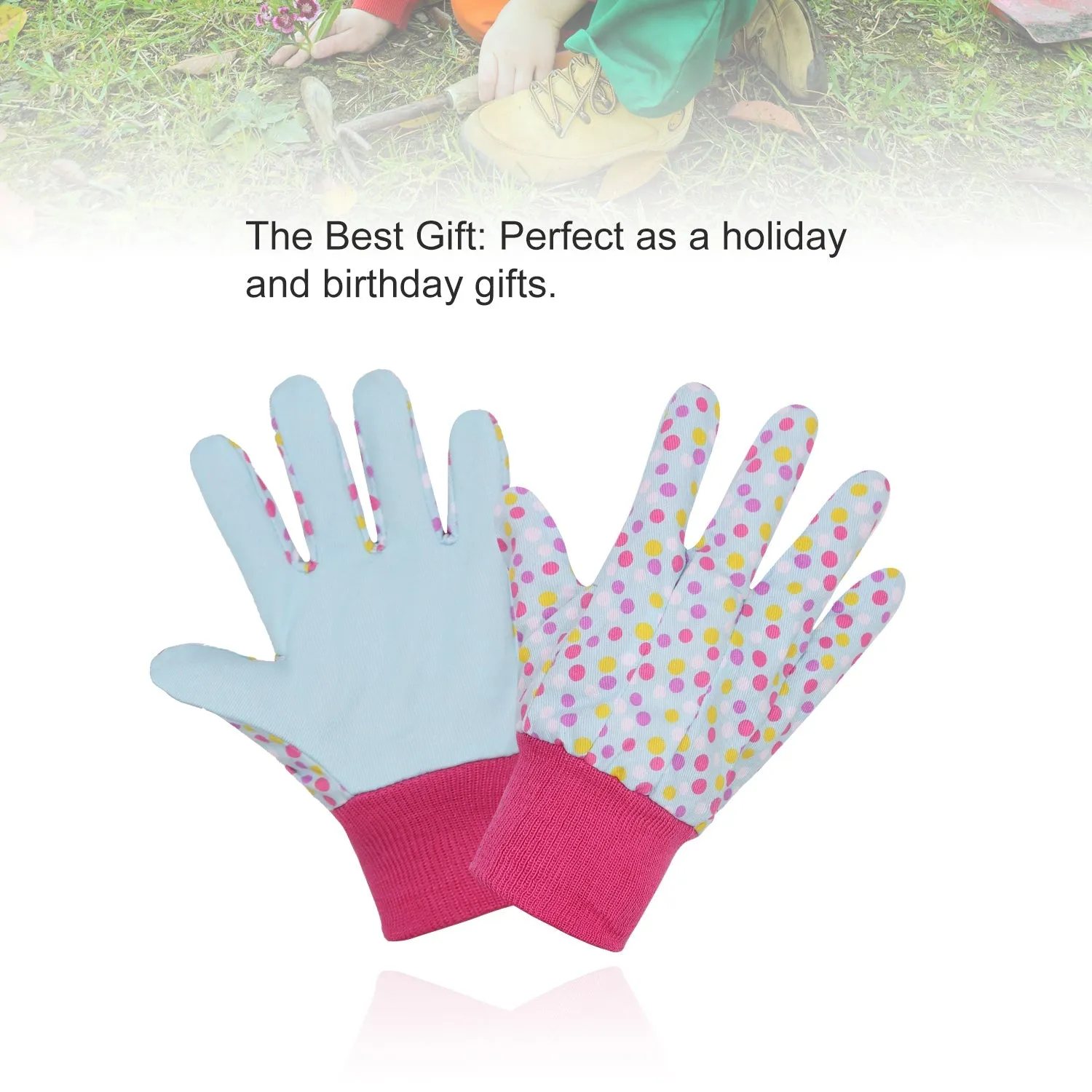 Handlandy Wholesale Kids Working Garden Gloves Knitted Wrist Breathability 5093949596 (12 Pairs)