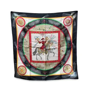 Hermes Vintage Black Jacquard Silk Scarf Feux d'Artifice 1987 Duchene