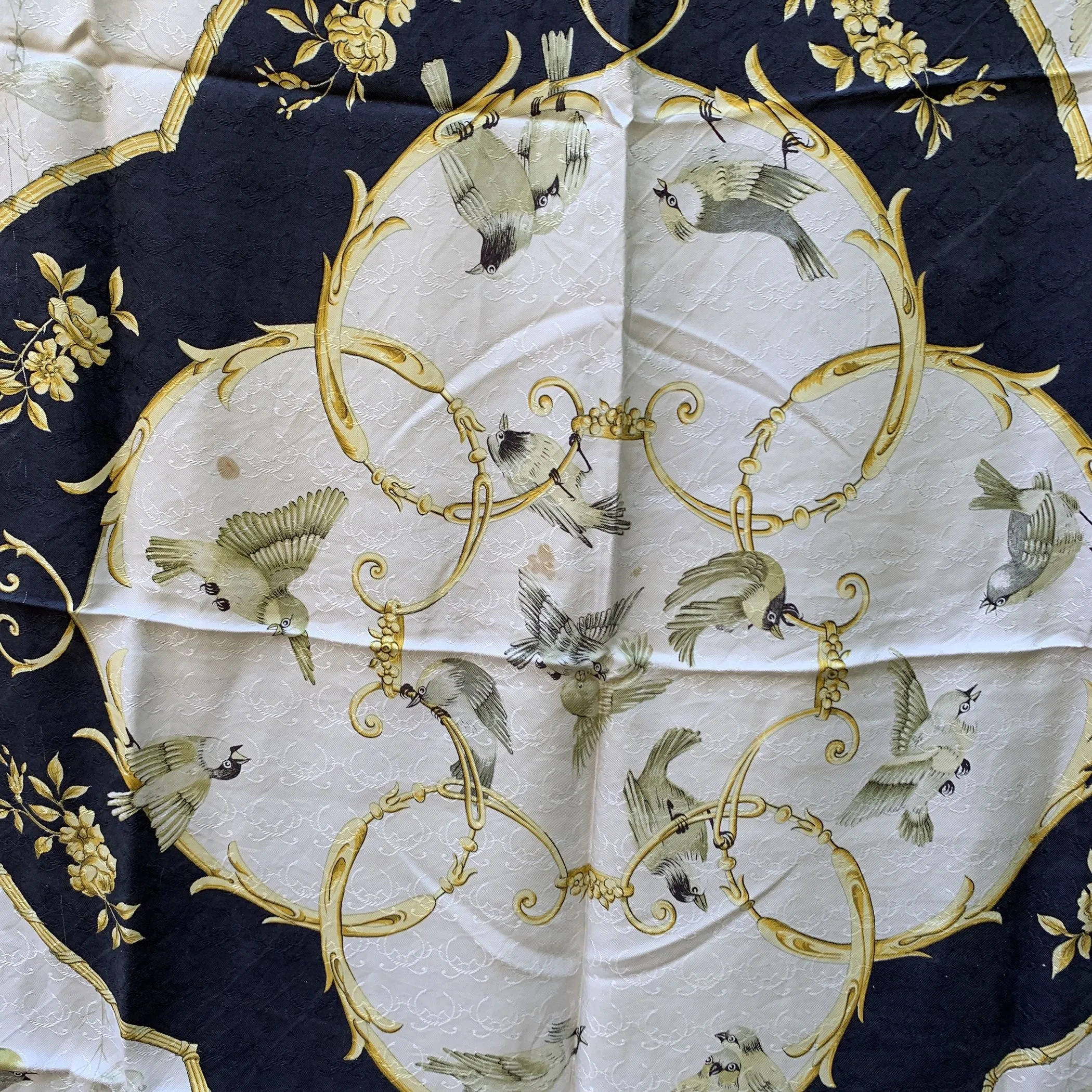 Hermes White Silk Jacquard Scarf La Cle Des Champs 1965 Faconnet