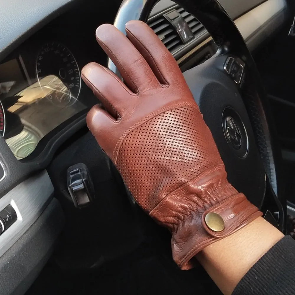 HighShine Men's Genuine Leather Gloves Male Soft Lambskin Thin Touch Screen Driving Gloves