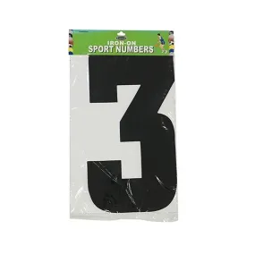 Iron On Number 3, Black- 30cm