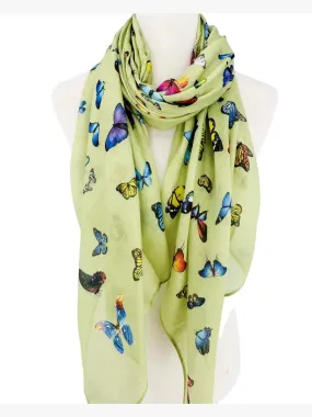 JC071182 Green-Multi Butterfly Scarf