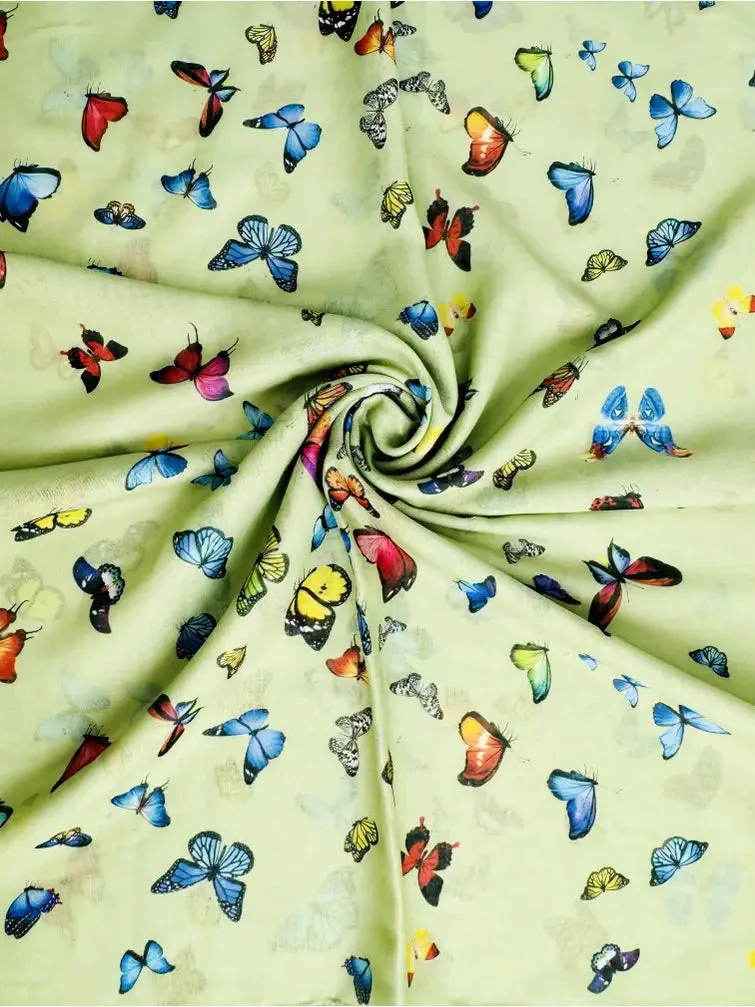 JC071182 Green-Multi Butterfly Scarf