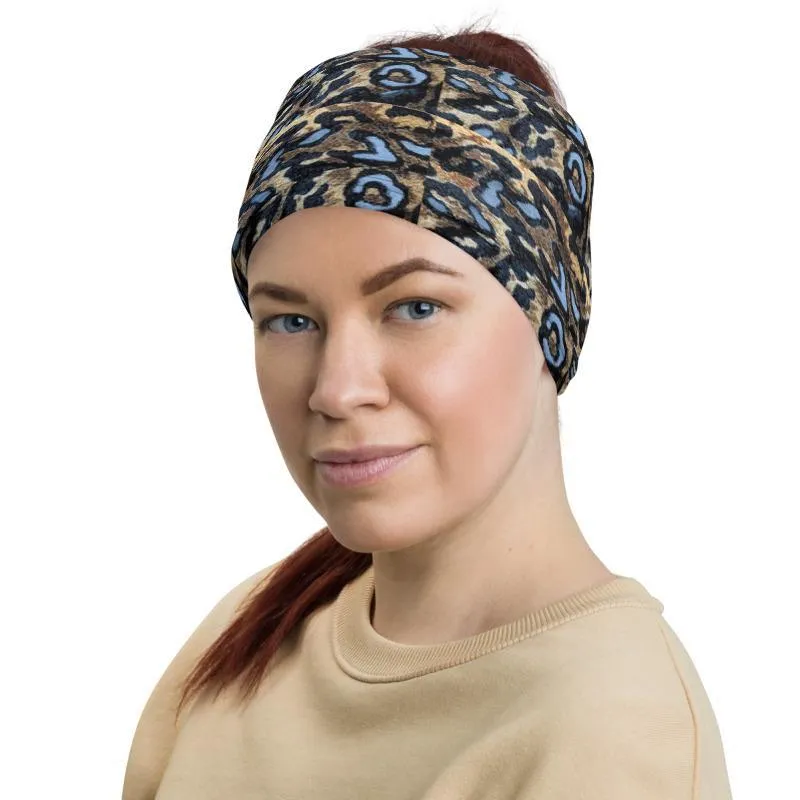 Leopard inspired scarf mask Face cover, Neck Gaiter scarve, Headwear, Headband, Bandana, Balaclava, Beanie, Wristband, Hairband, Hood, Head wrap made in US