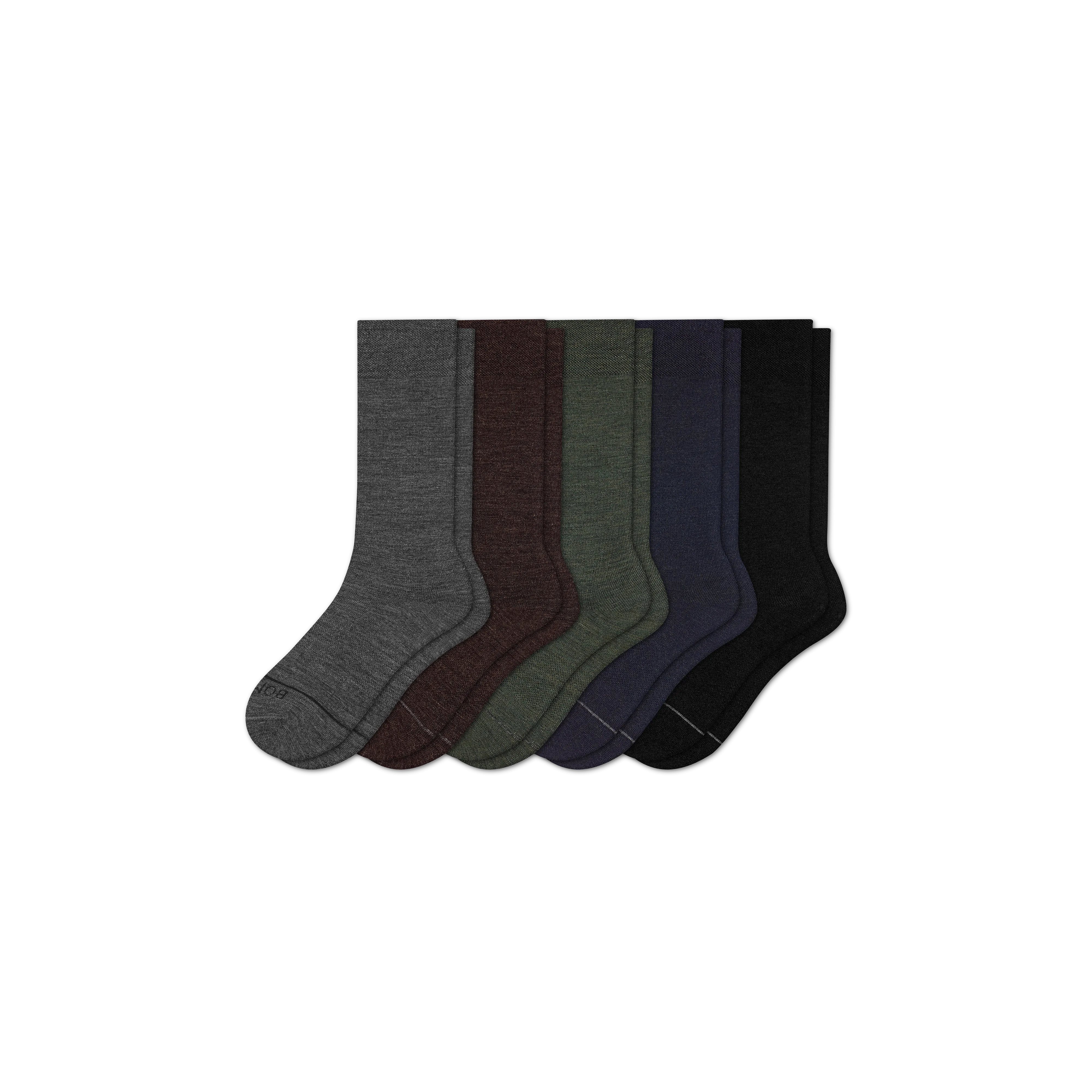 Men's Merino Wool Blend Dress Over the Calf Sock 5-Pack