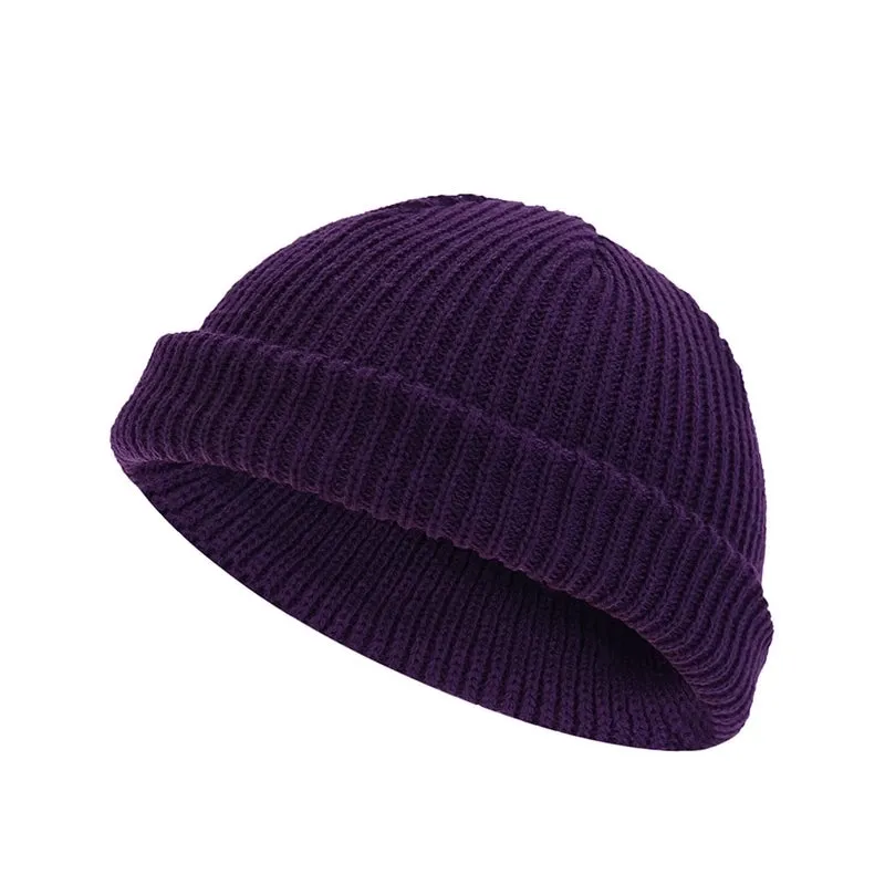 Men's Simple Style Solid Color Crimping Wool Cap