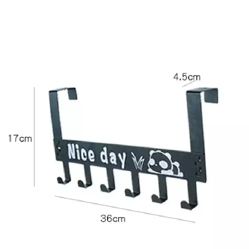 Nice Day Metal Hooks Door Hanger, 6 Hooks Detachable Hanger, Hat Clothes Bag Hanging Rack, No Drilling Bathroom Door Hanger