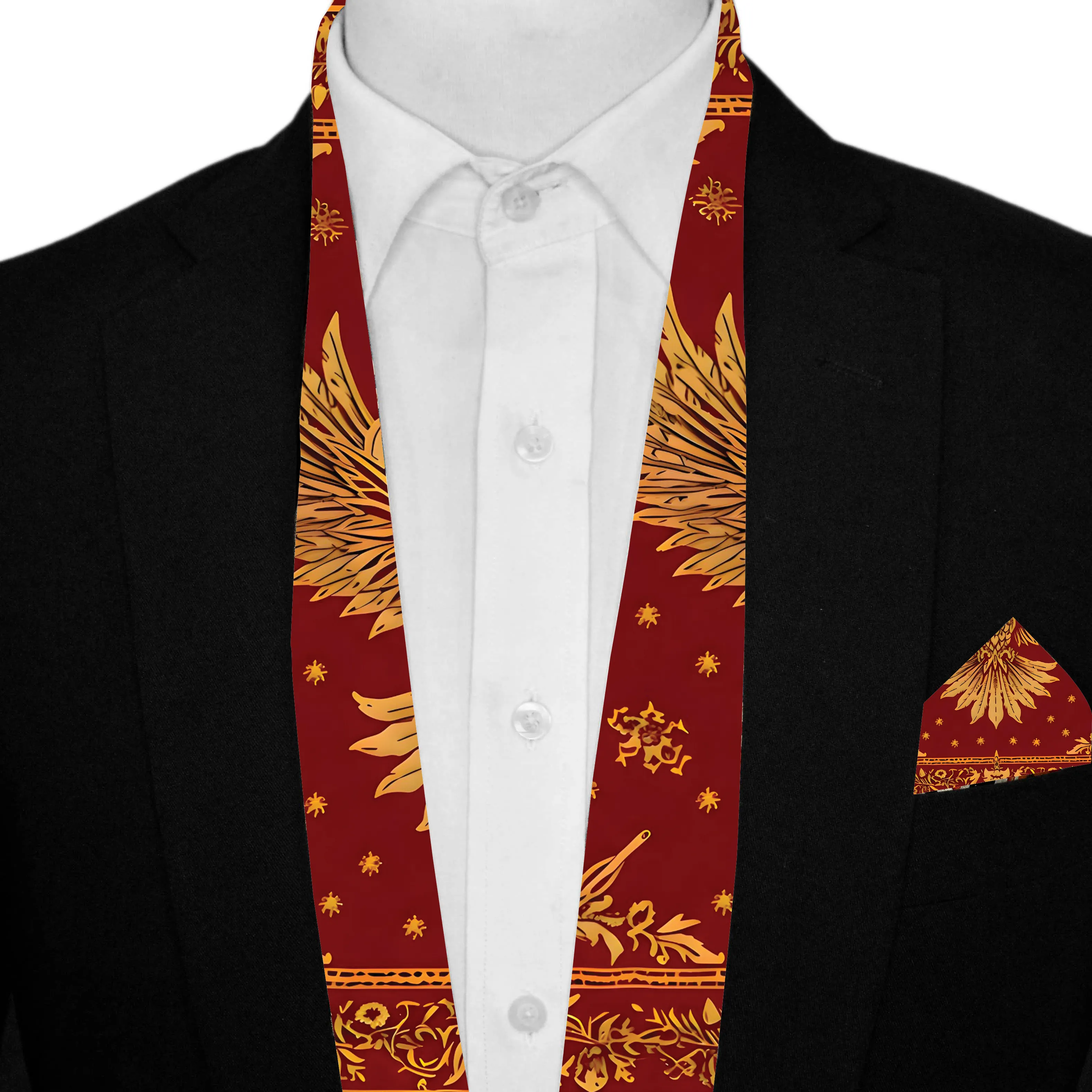 PAKISTAN BRAND SCARF AND POCKET SQUARE SET - PHOENIX EAGLE