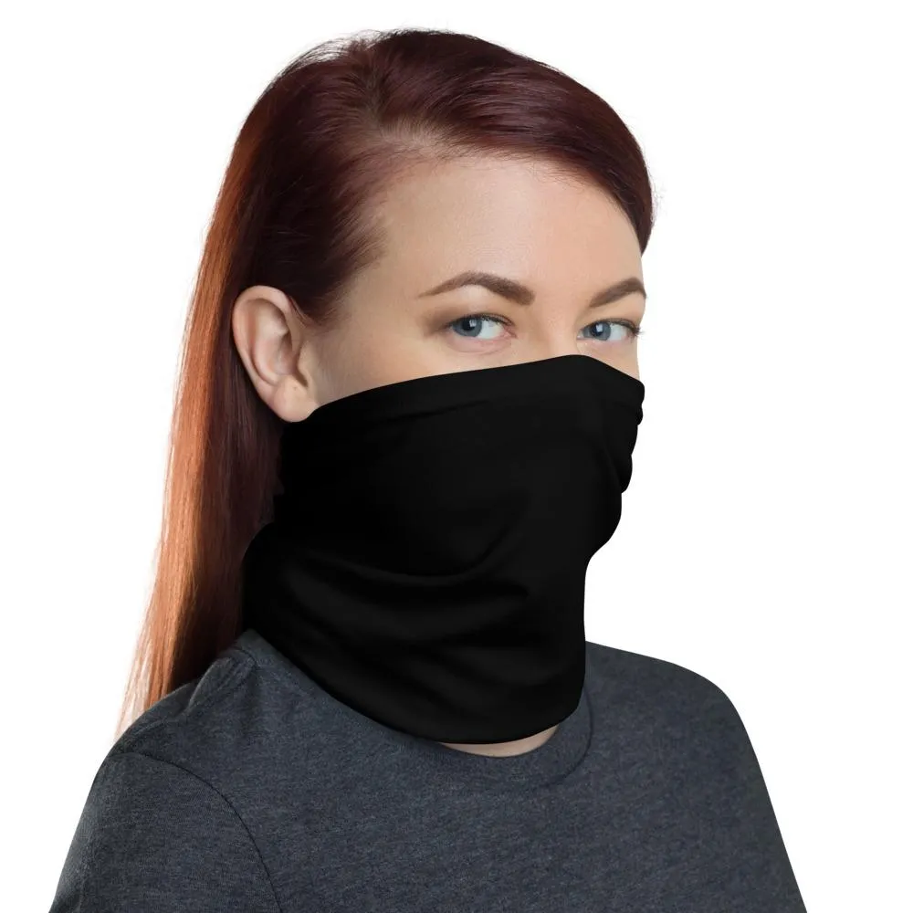 Plain black solid color neck Gaiter scarf mask, reusable washable fabric tube Face cover, Neck warmer Scarves, men women headband head wear