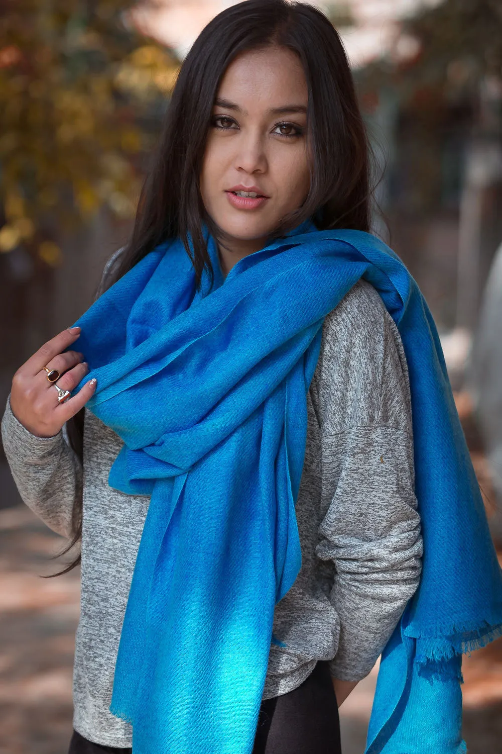 Pure Pashmina Shawl Petrol Blue