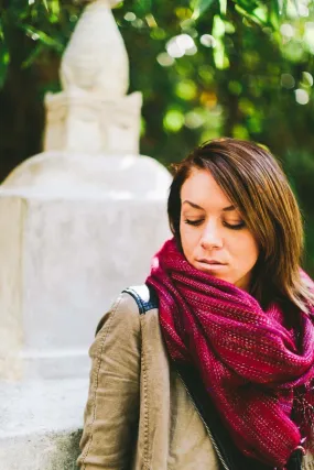 Red Stripe Yak Wool Shawl