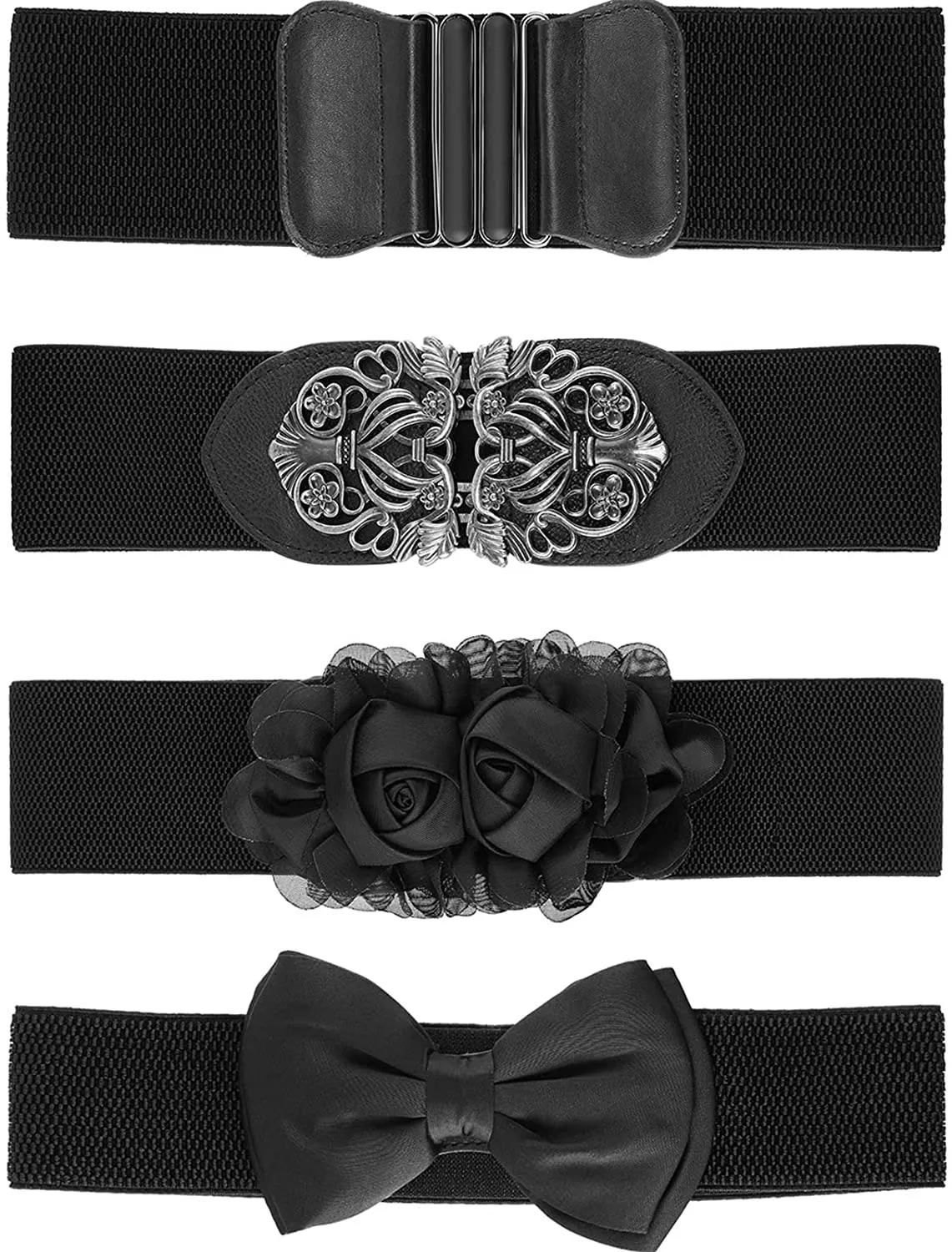 Retro Cinch Black Rustic Style 4 Pieces Belt