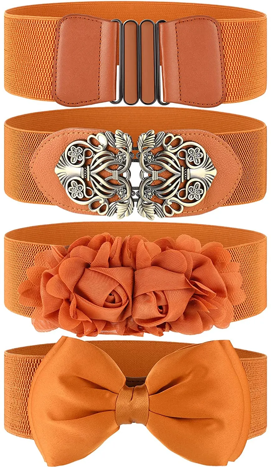 Retro Cinch Orange Vintage Style 4 Pieces Belt